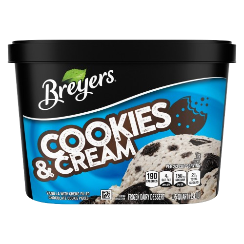 Breyers Cookies and Cream ice cream tub